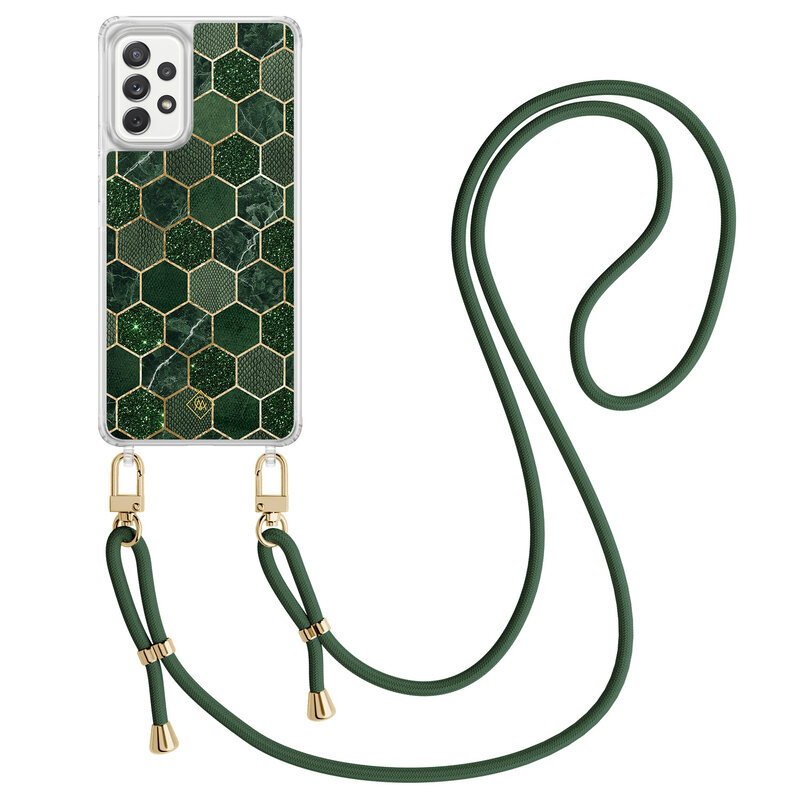 Casimoda Samsung Galaxy A52(s) hoesje met groen koord - Kubus groen