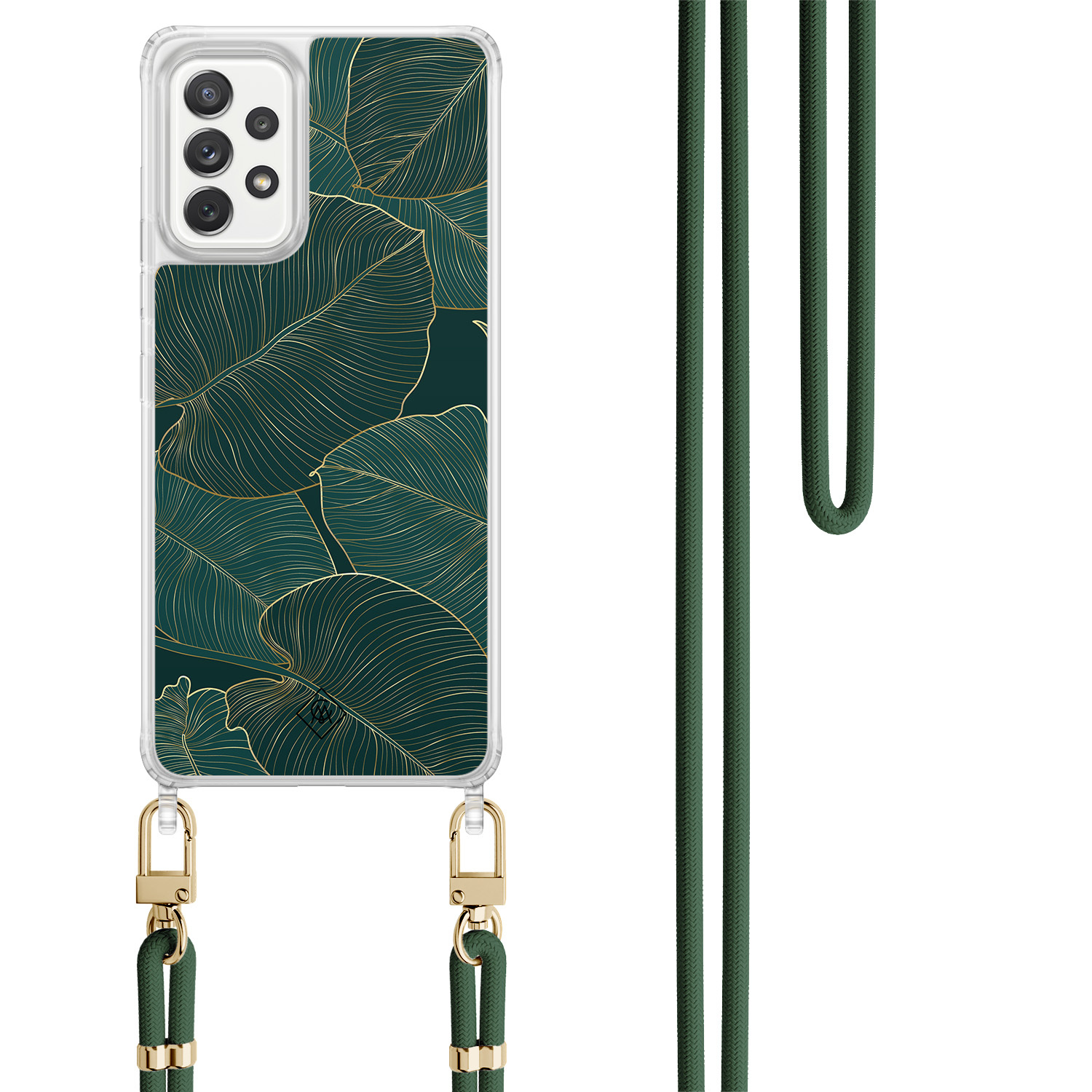 Samsung Galaxy A52(s) hoesje met groen koord - Monstera leaves