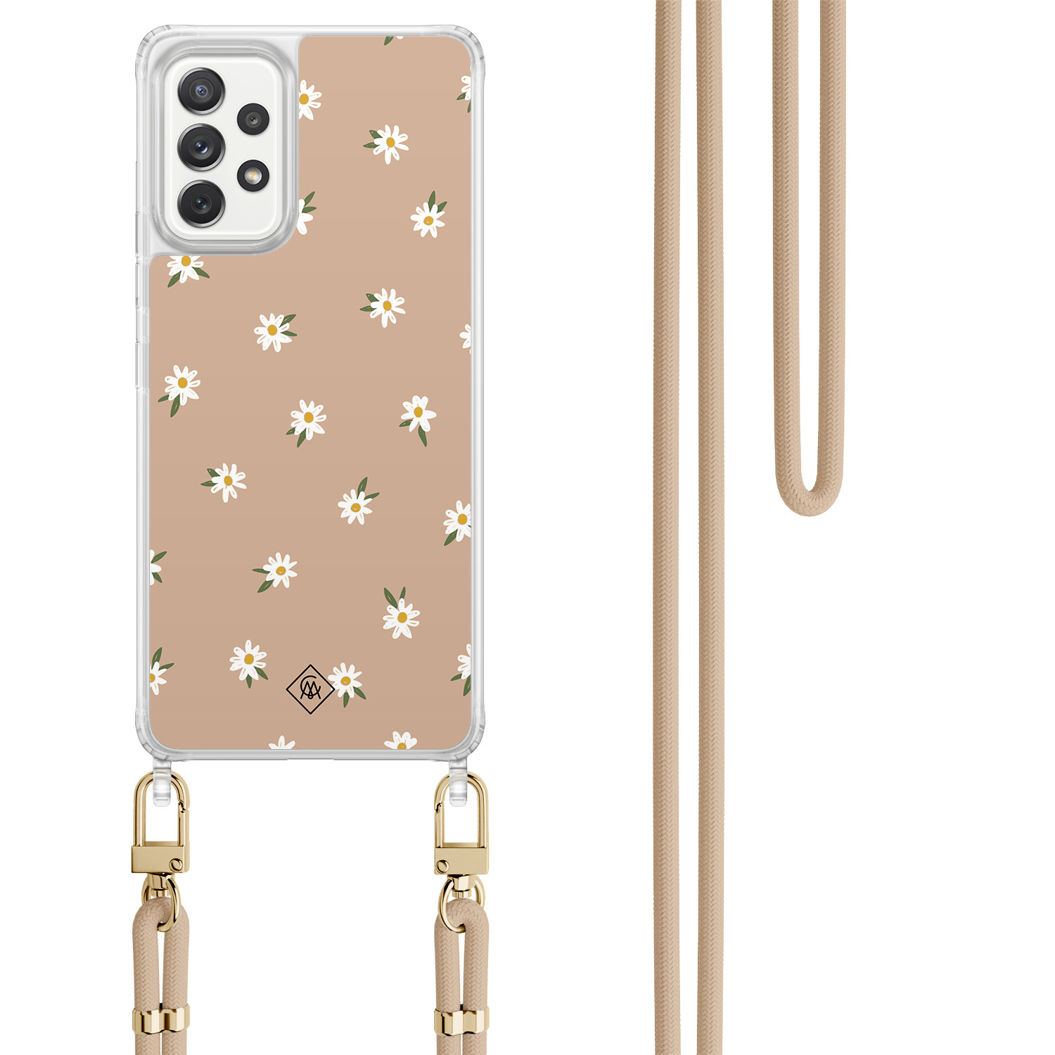 Samsung Galaxy A52(s) hoesje met beige koord - Sweet daisies