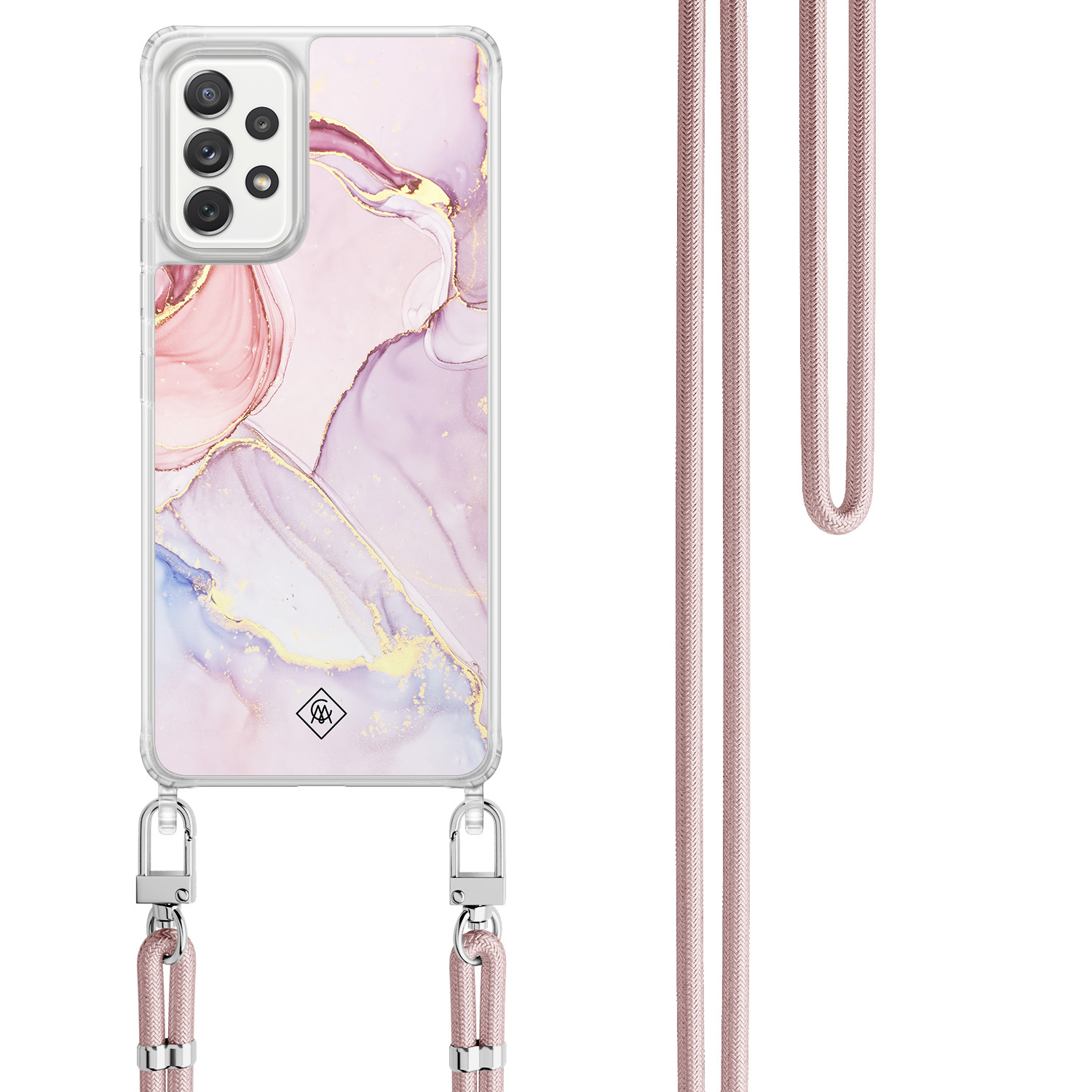 Samsung Galaxy A52(s) hoesje met rosegoud koord - Purple sky