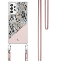 Casimoda Samsung Galaxy A52(s) hoesje met rosegoud koord - Snake print