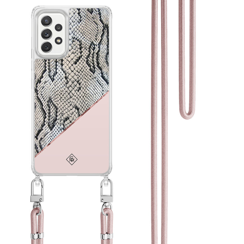 Casimoda Samsung Galaxy A52(s) hoesje met rosegoud koord - Snake print