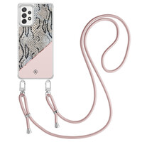 Casimoda Samsung Galaxy A52(s) hoesje met rosegoud koord - Snake print