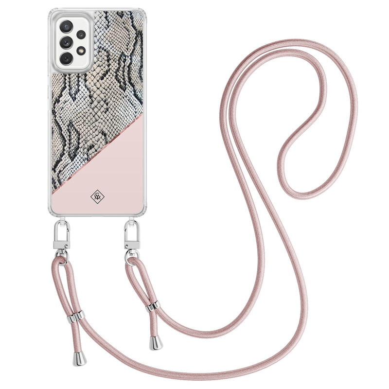 Casimoda Samsung Galaxy A52(s) hoesje met rosegoud koord - Snake print
