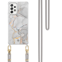 Casimoda Samsung Galaxy A52(s) hoesje met grijs koord - Marmer grijs