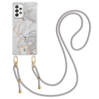 Casimoda Samsung Galaxy A52(s) hoesje met grijs koord - Marmer grijs