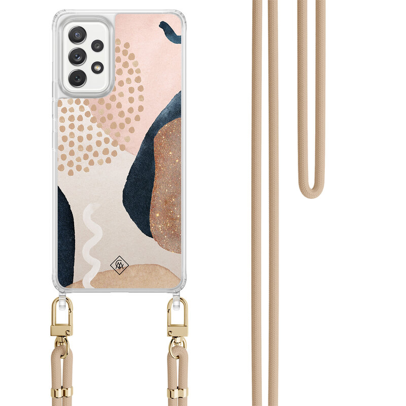 Casimoda Samsung Galaxy A52(s) hoesje met beige koord - Abstract dots