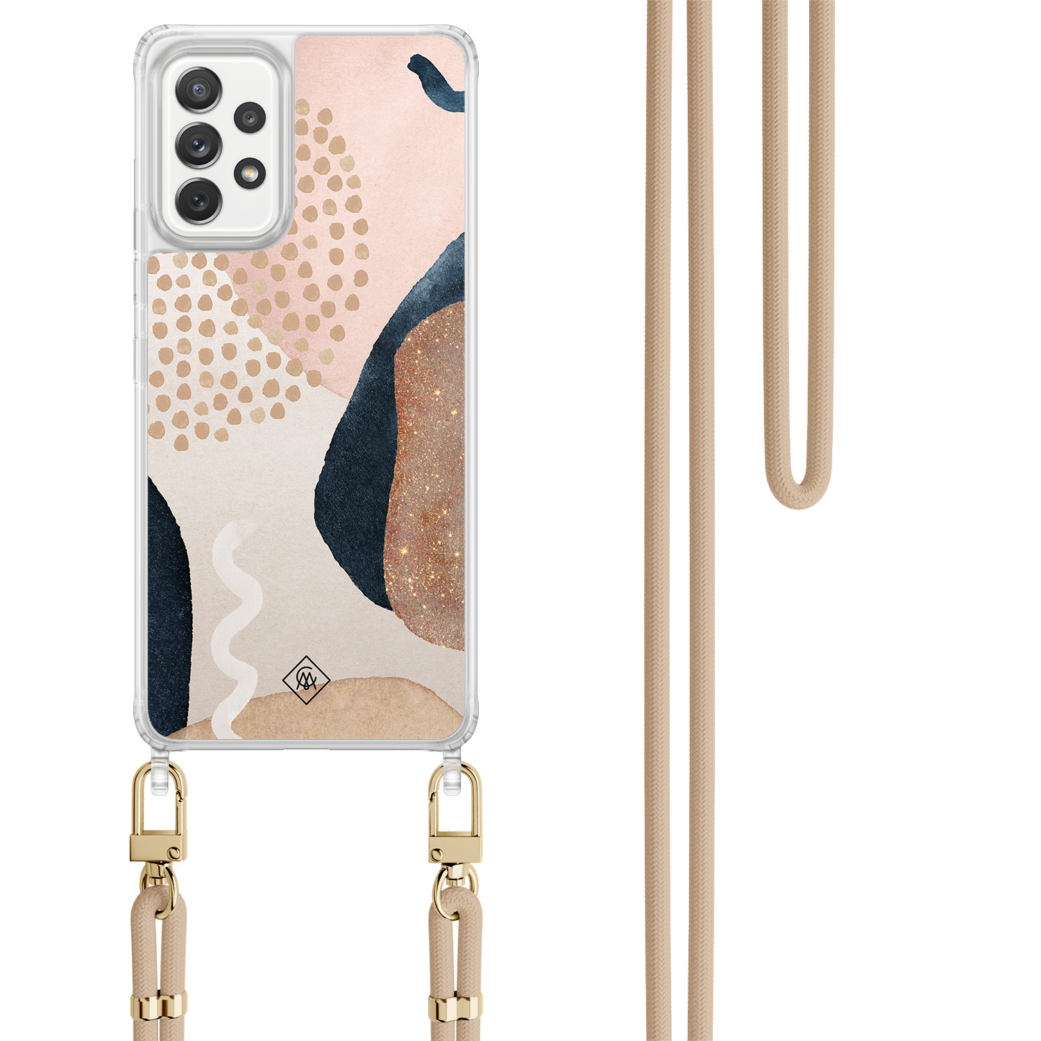 Samsung Galaxy A52(s) hoesje met beige koord - Abstract dots