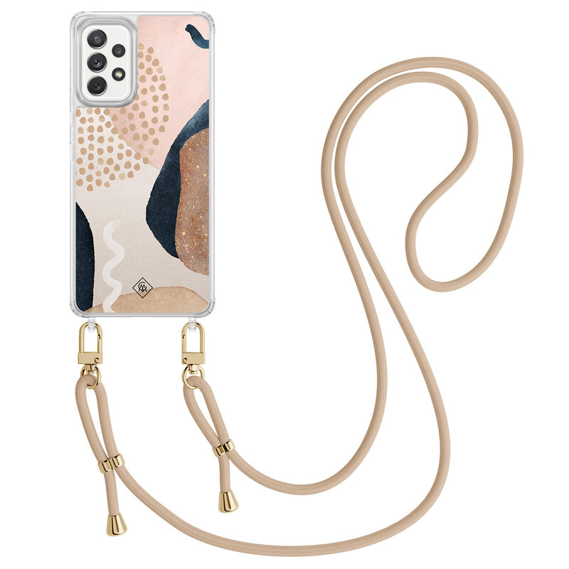 Casimoda Samsung Galaxy A52(s) hoesje met beige koord - Abstract dots