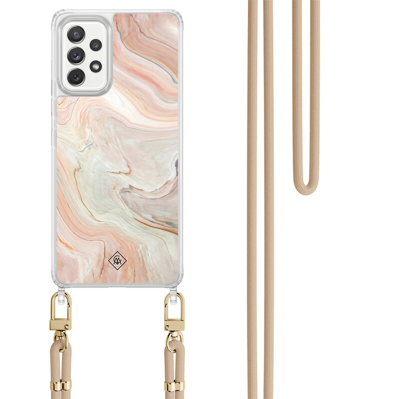 Casimoda Samsung Galaxy A52(s) hoesje met beige koord - Marmer waves