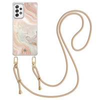 Casimoda Samsung Galaxy A52(s) hoesje met beige koord - Marmer waves