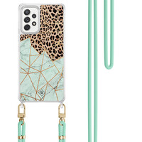 Casimoda Samsung Galaxy A52(s) hoesje met mint koord - Luipaard marmer mint