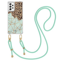 Casimoda Samsung Galaxy A52(s) hoesje met mint koord - Luipaard marmer mint