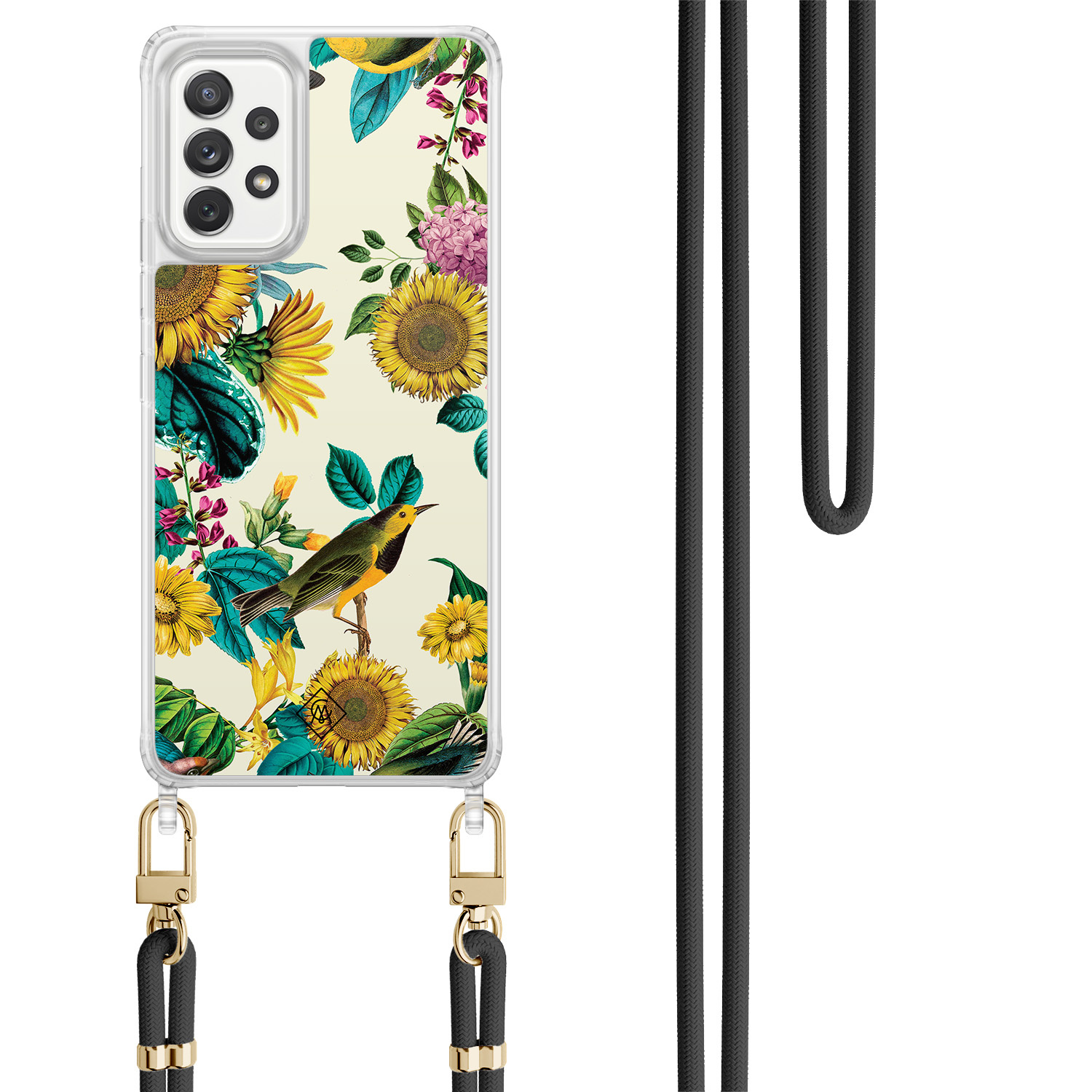 Samsung Galaxy A52(s) hoesje met zwart koord - Sunflowers