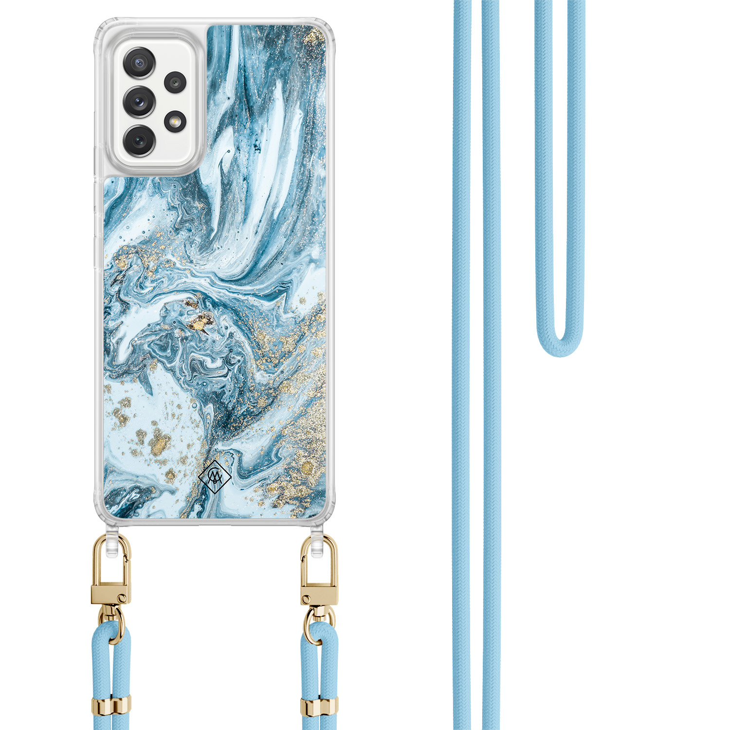 Samsung Galaxy A52(s) hoesje met blauw koord - Marble sea