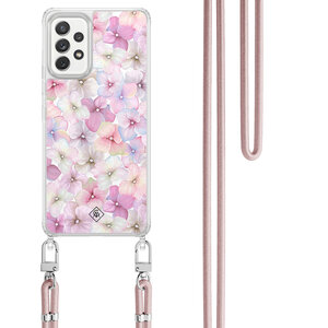 Casimoda Samsung Galaxy A52(s) hoesje met rosegoud koord - Hortensia