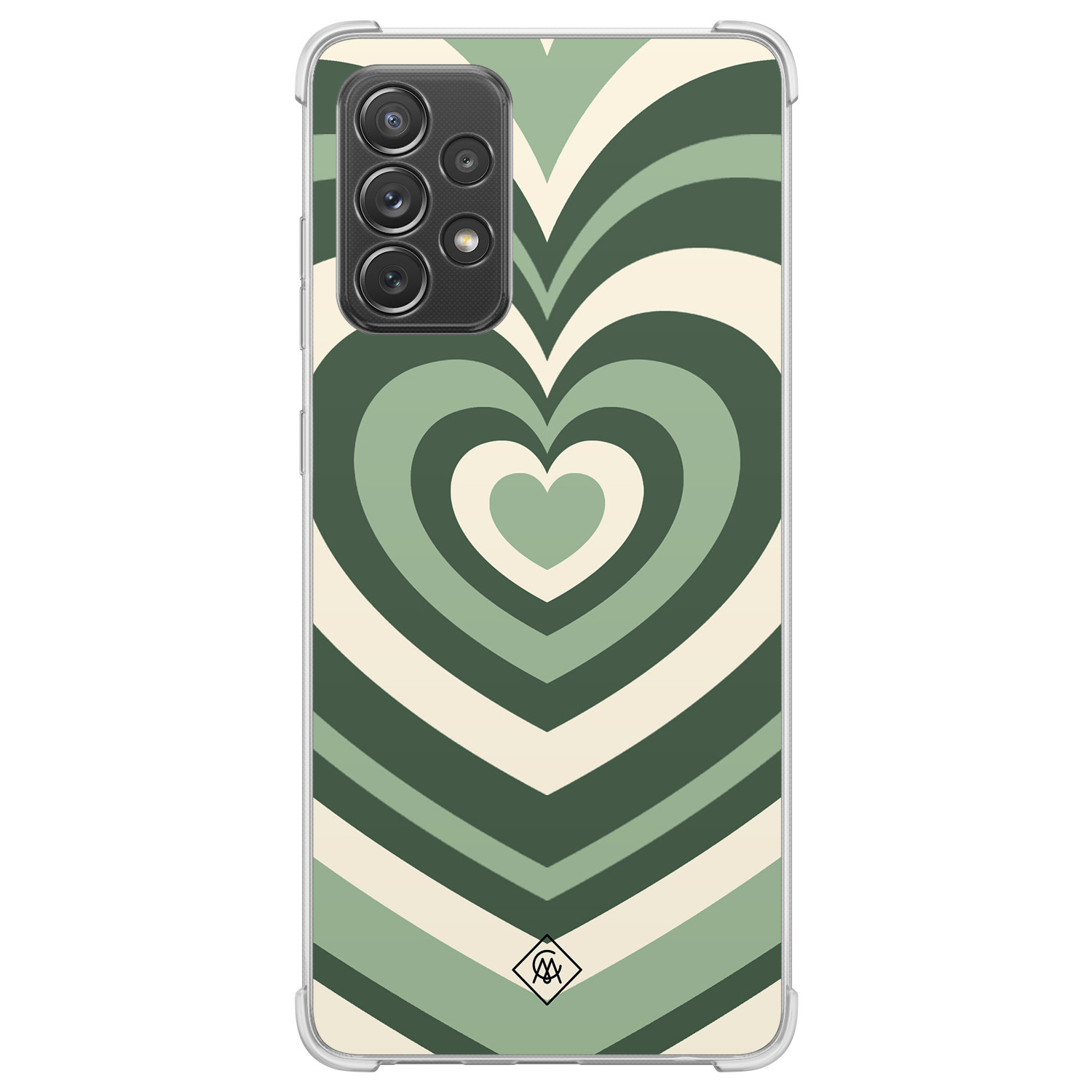 Samsung Galaxy A52(s) shockproof hoesje - Groen hart swirl