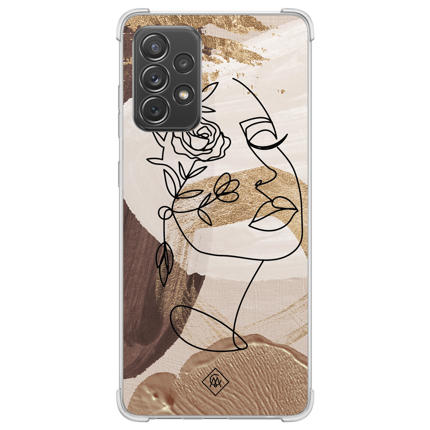 Samsung Galaxy A52(s) shockproof hoesje - Abstract gezicht bruin