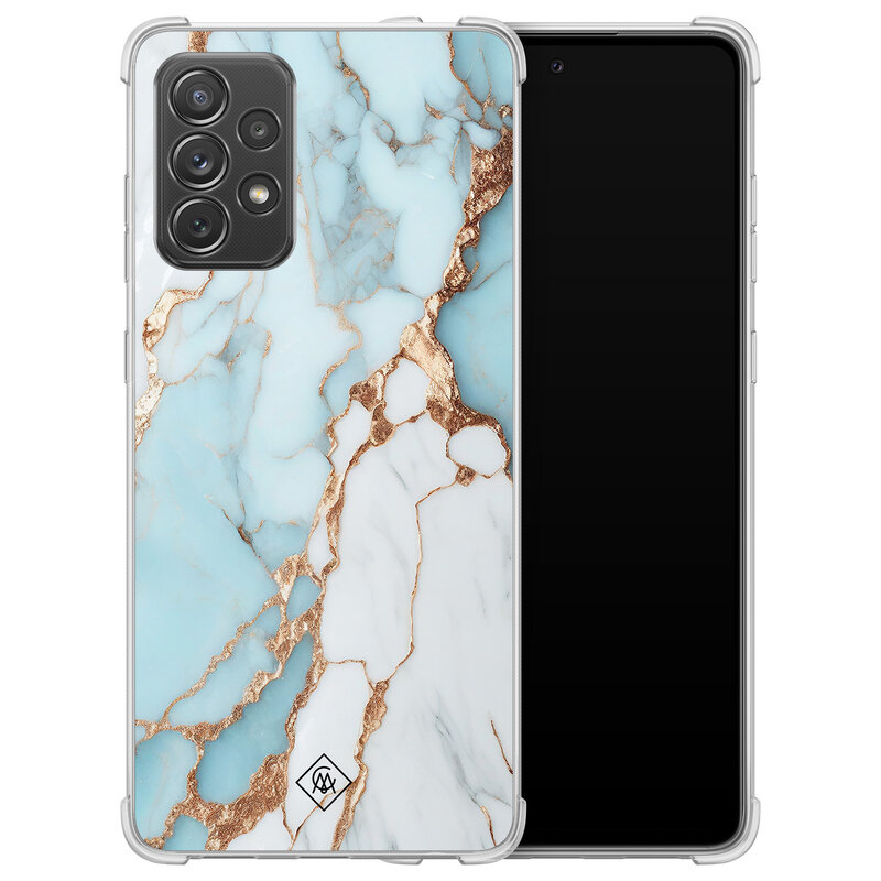 Casimoda Samsung Galaxy A52(s) shockproof hoesje - Marmer lichtblauw
