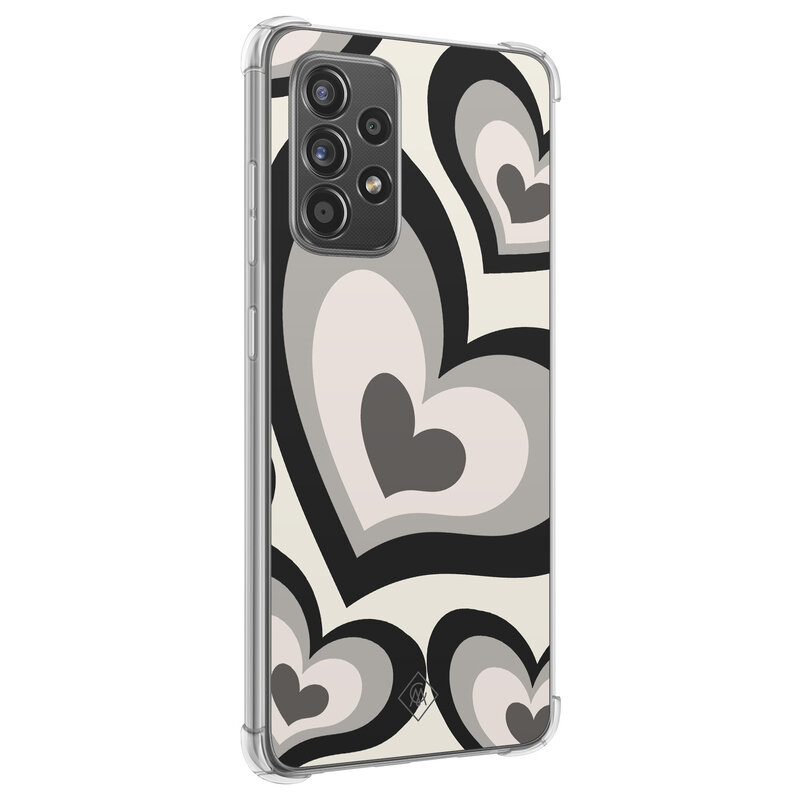 Casimoda Samsung Galaxy A52(s) shockproof hoesje - Hart swirl zwart