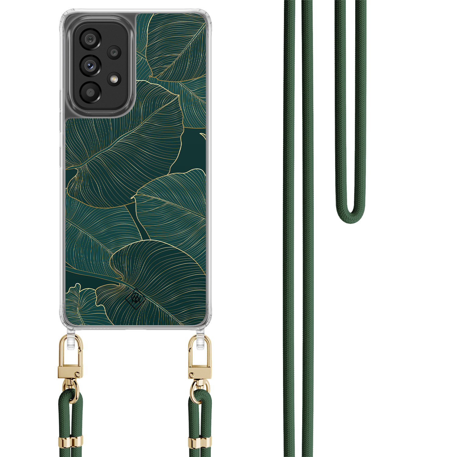 Samsung Galaxy A53 hoesje met groen koord Monstera leaves
