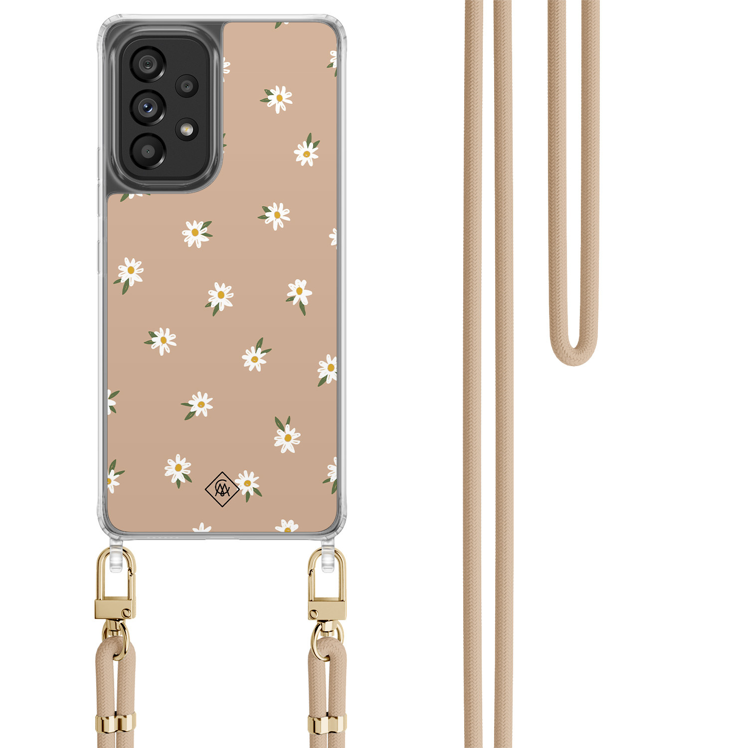 Samsung Galaxy A53 hoesje met beige koord Sweet daisies