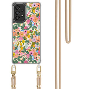 Casimoda Samsung Galaxy A53 hoesje met beige koord - Pink garden