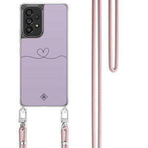 Casimoda Samsung Galaxy A53 hoesje met rosegoud koord - Hart lila