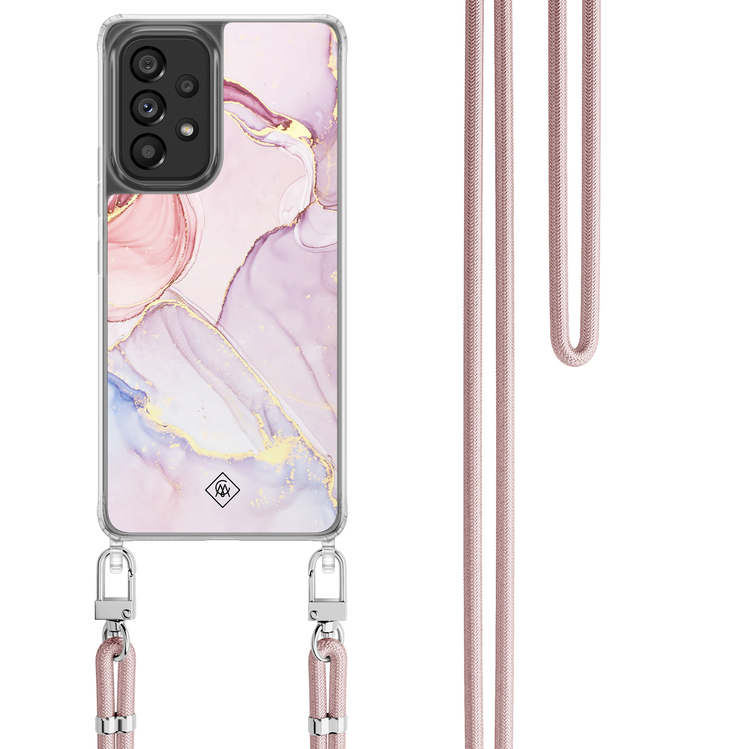 Samsung Galaxy A53 hoesje met rosegoud koord Purple sky