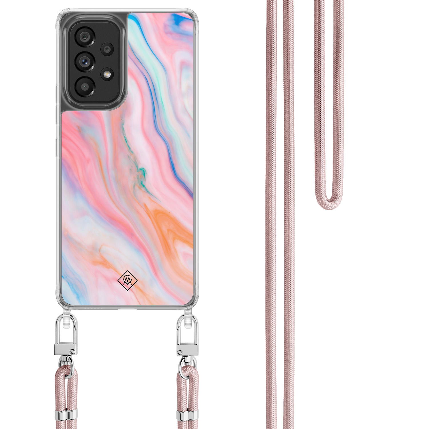 Samsung Galaxy A53 hoesje met rosegoud koord Pink glam