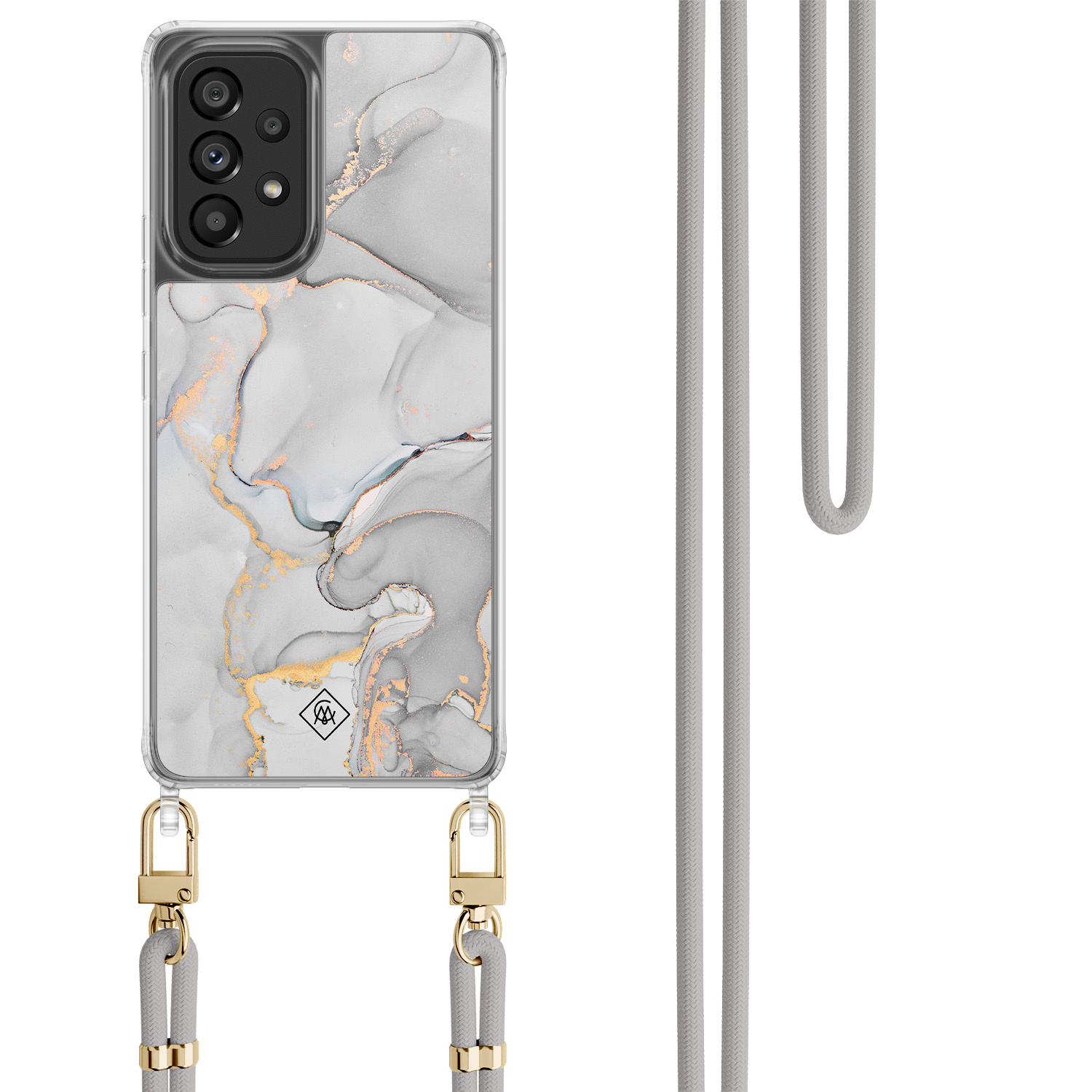 Samsung Galaxy A53 hoesje met grijs koord Marmer grijs