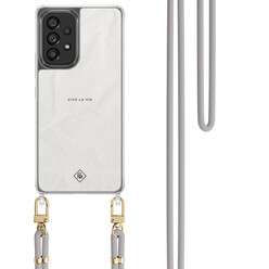 Casimoda Samsung Galaxy A53 hoesje met grijs koord - Vive la vie