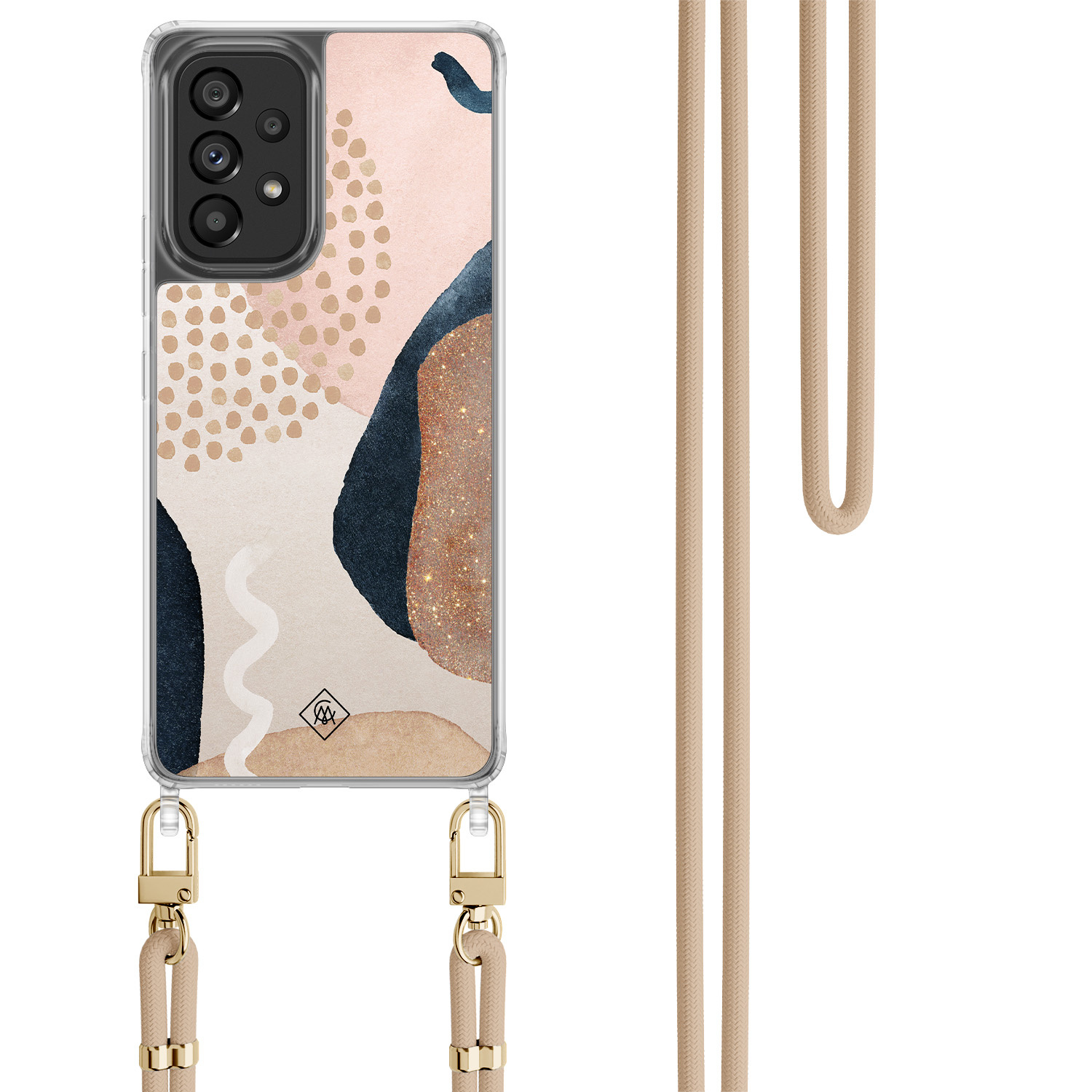 Samsung Galaxy A53 hoesje met beige koord Abstract dots