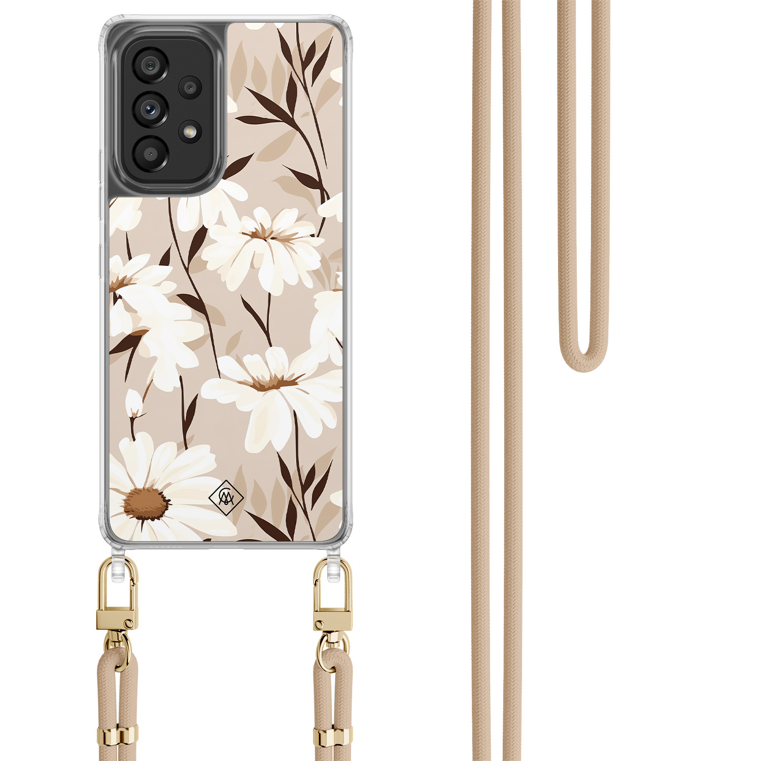 Samsung Galaxy A53 hoesje met beige koord In bloom