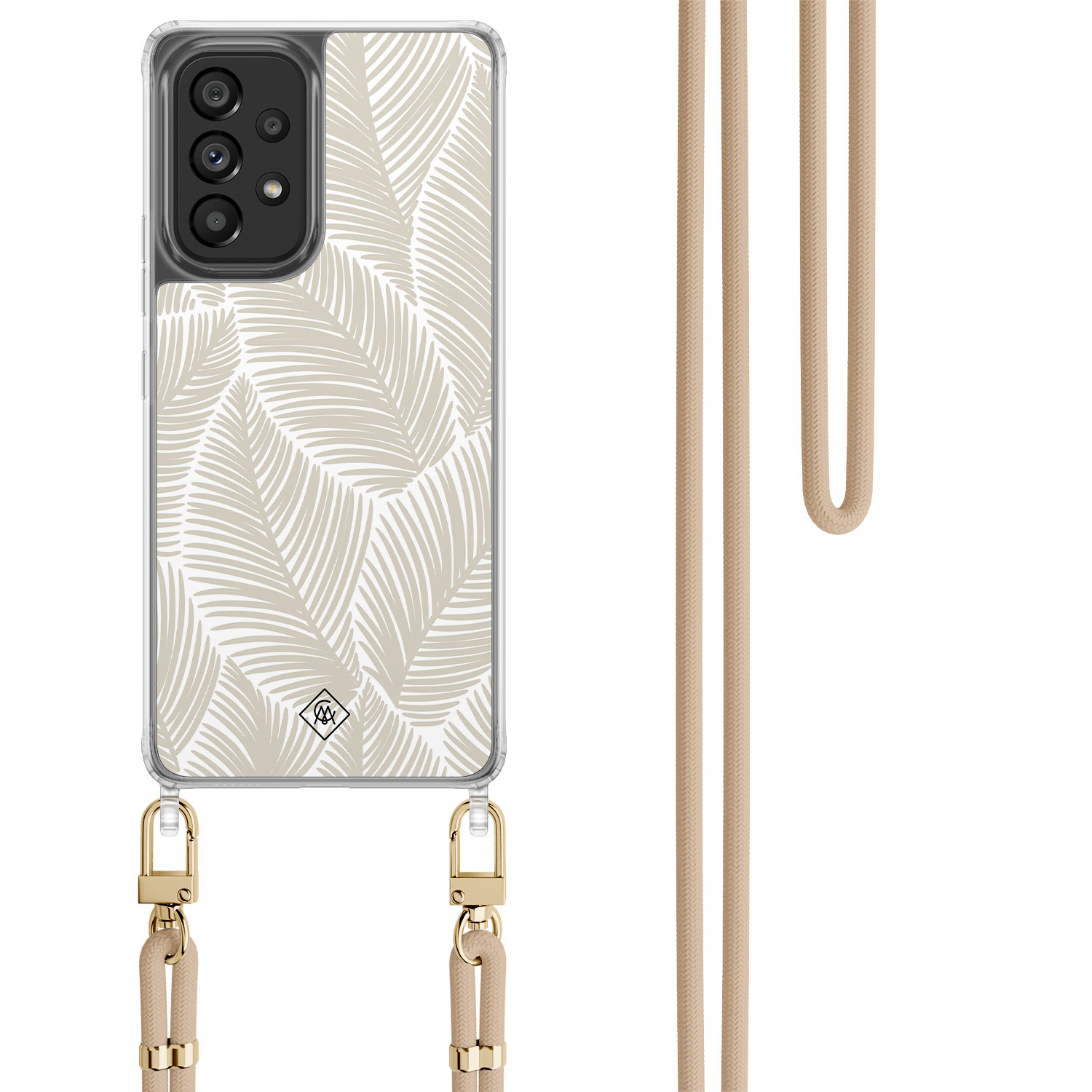 Samsung Galaxy A53 hoesje met beige koord Palm leaves beige