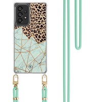 Casimoda Samsung Galaxy A53 hoesje met mint koord - Luipaard marmer mint