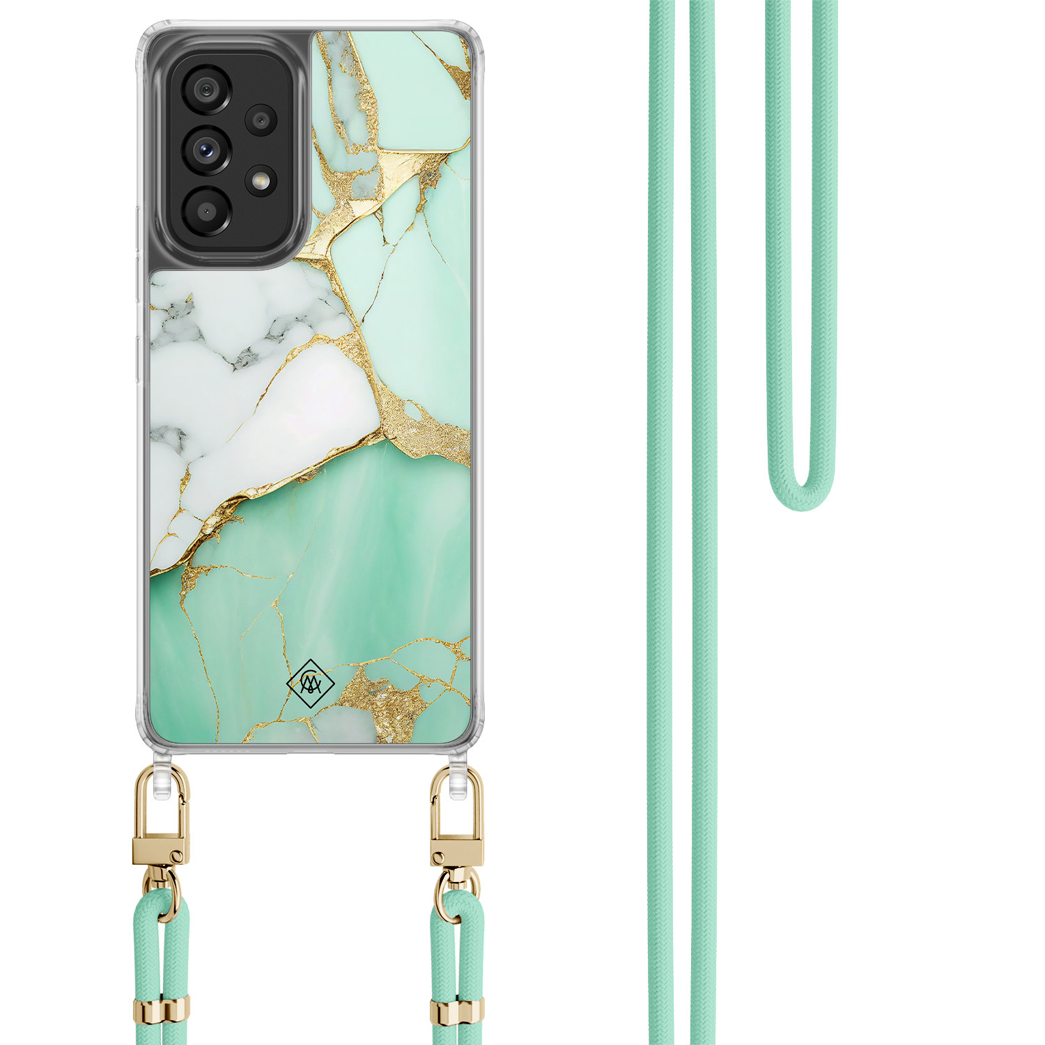 Samsung Galaxy A53 hoesje met mint koord Marmer mintgroen