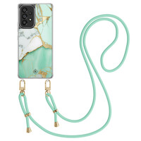 Casimoda Samsung Galaxy A53 hoesje met mint koord - Marmer mintgroen