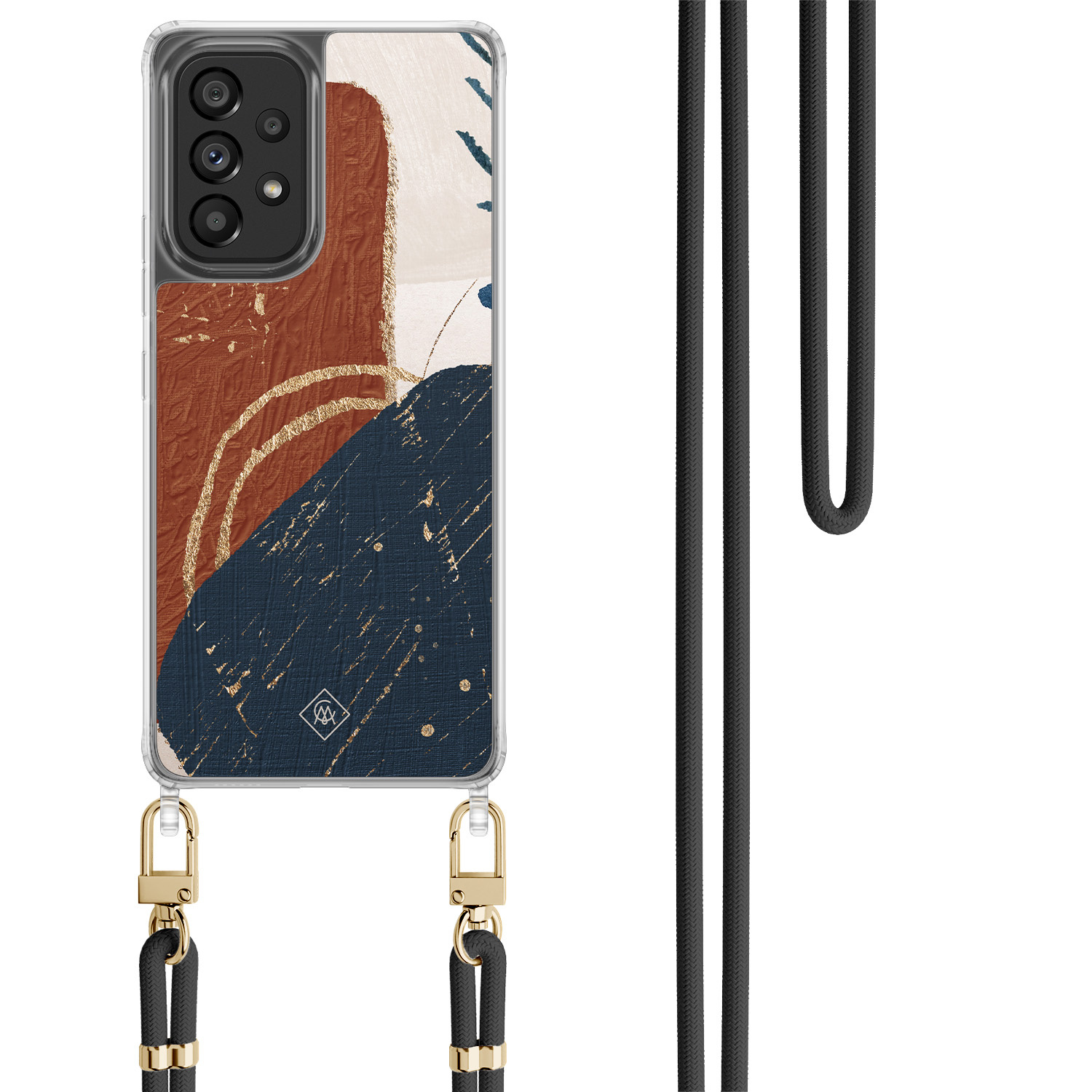 Samsung Galaxy A53 hoesje met zwart koord Abstract terracotta