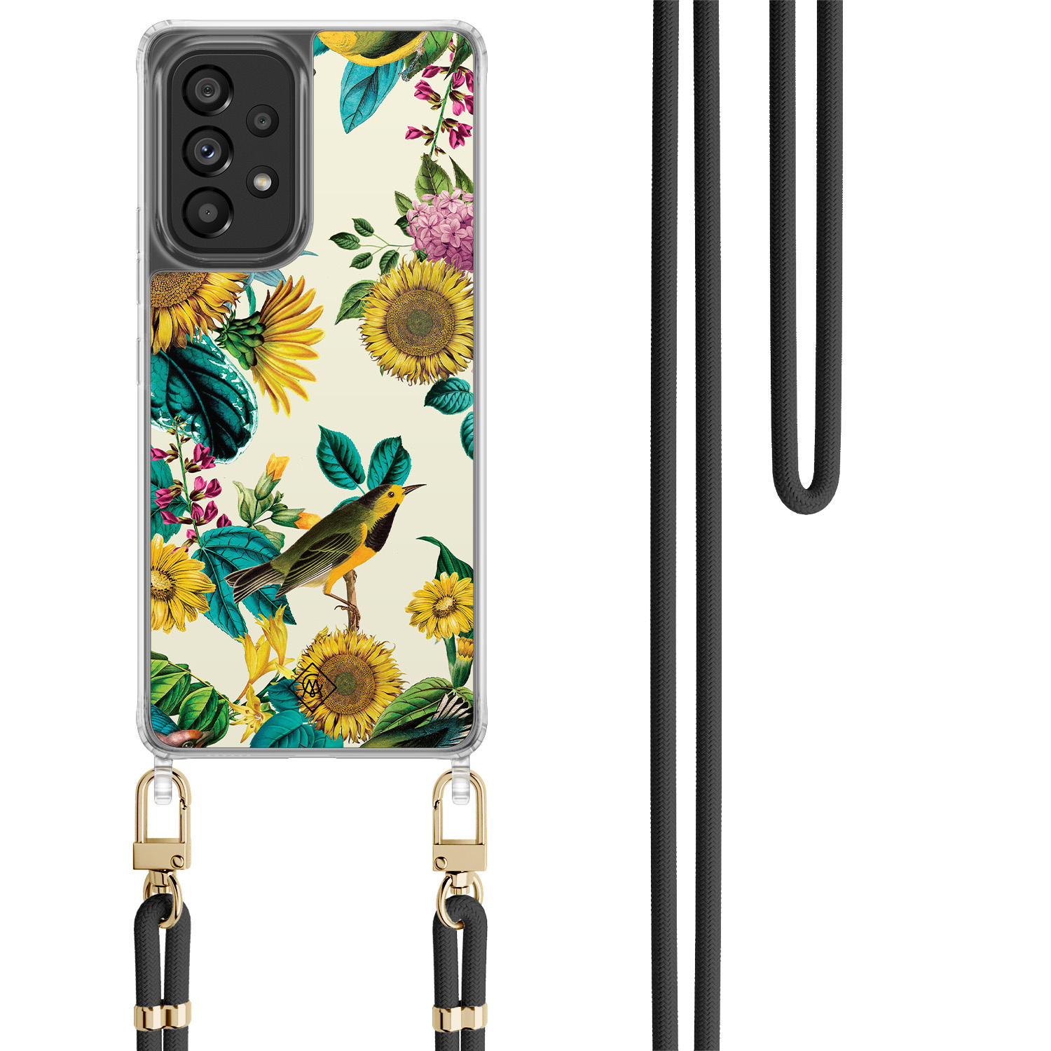 Samsung Galaxy A53 hoesje met zwart koord Sunflowers