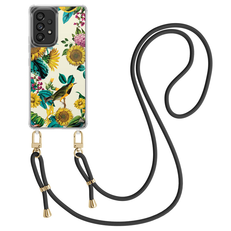 Casimoda Samsung Galaxy A53 hoesje met zwart koord - Sunflowers