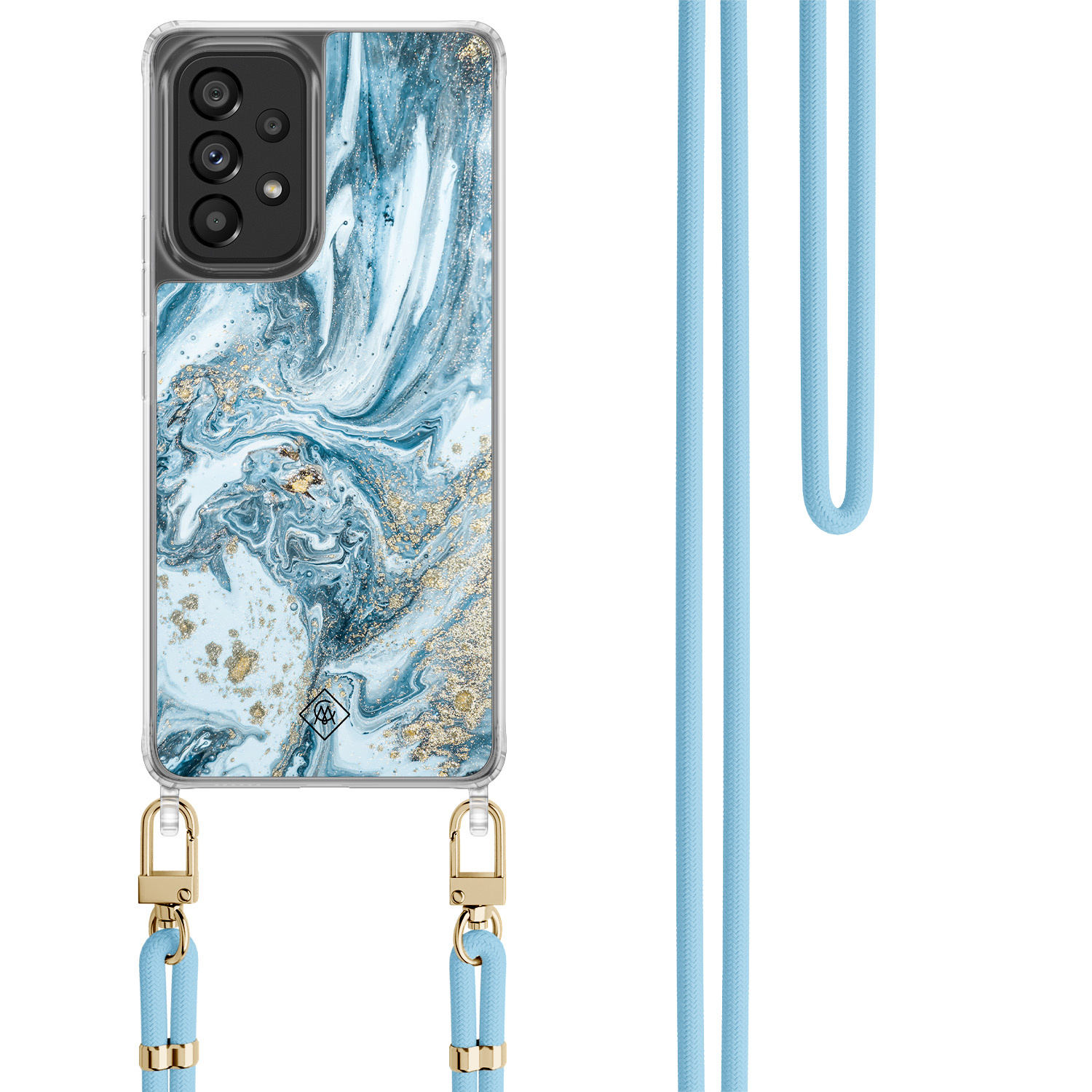 Samsung Galaxy A53 hoesje met blauw koord Marble sea