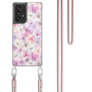 Casimoda Samsung Galaxy A53 hoesje met rosegoud koord - Hortensia