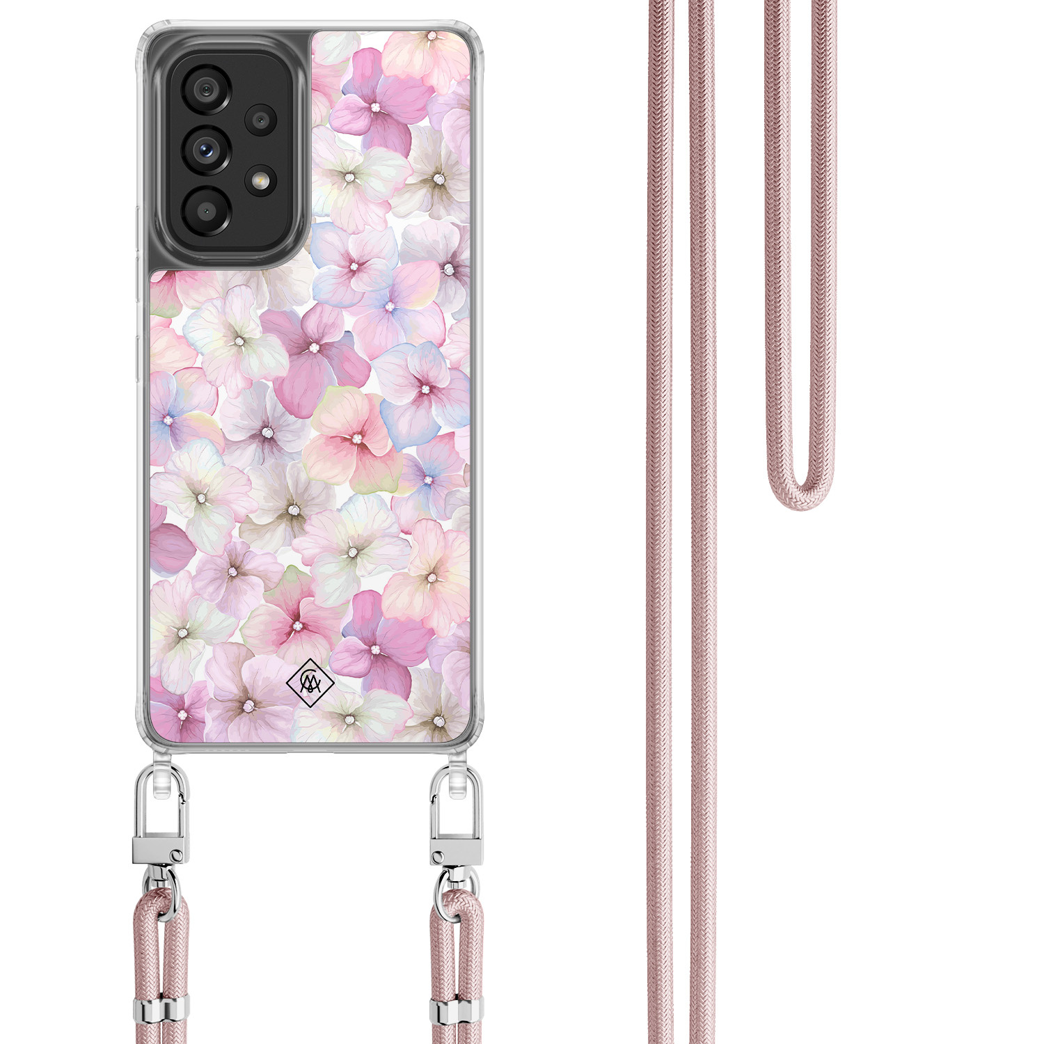 Samsung Galaxy A53 hoesje met rosegoud koord Hortensia