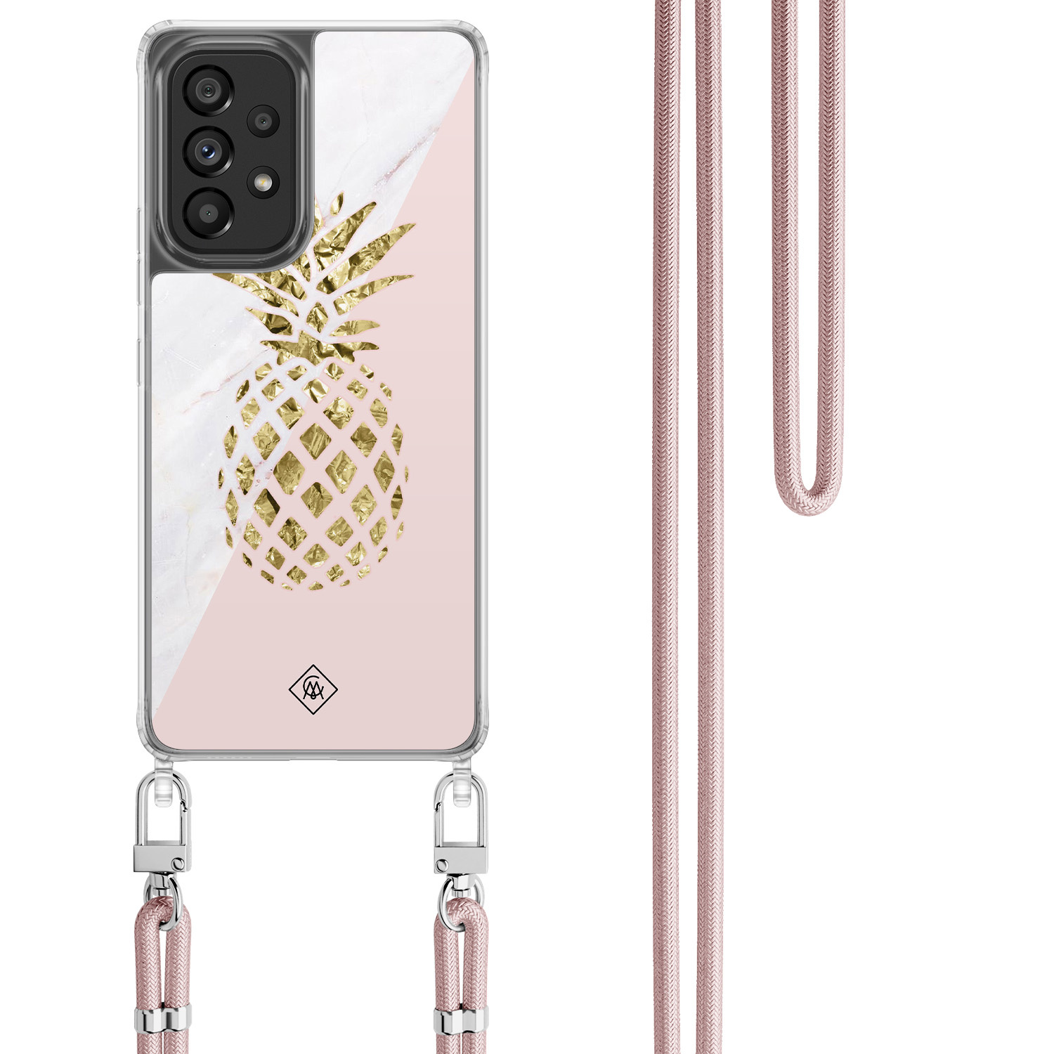Samsung Galaxy A53 hoesje met rosegoud koord Ananas