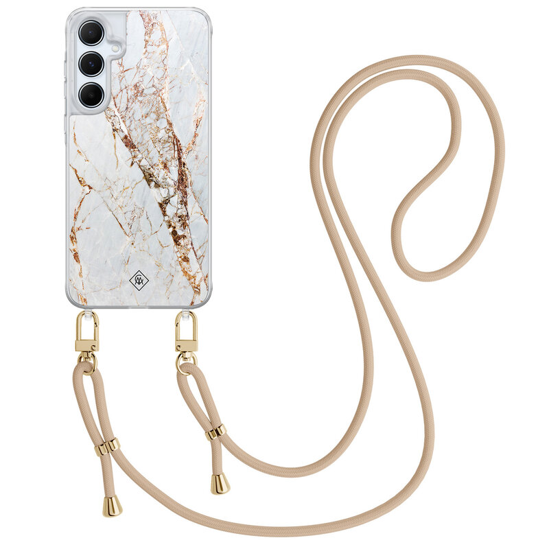 Casimoda Samsung Galaxy A15 hoesje met beige koord - Marmer goud