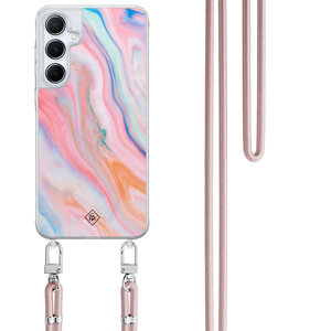 Casimoda Samsung Galaxy A15 hoesje met rosegoud koord - Pink glam