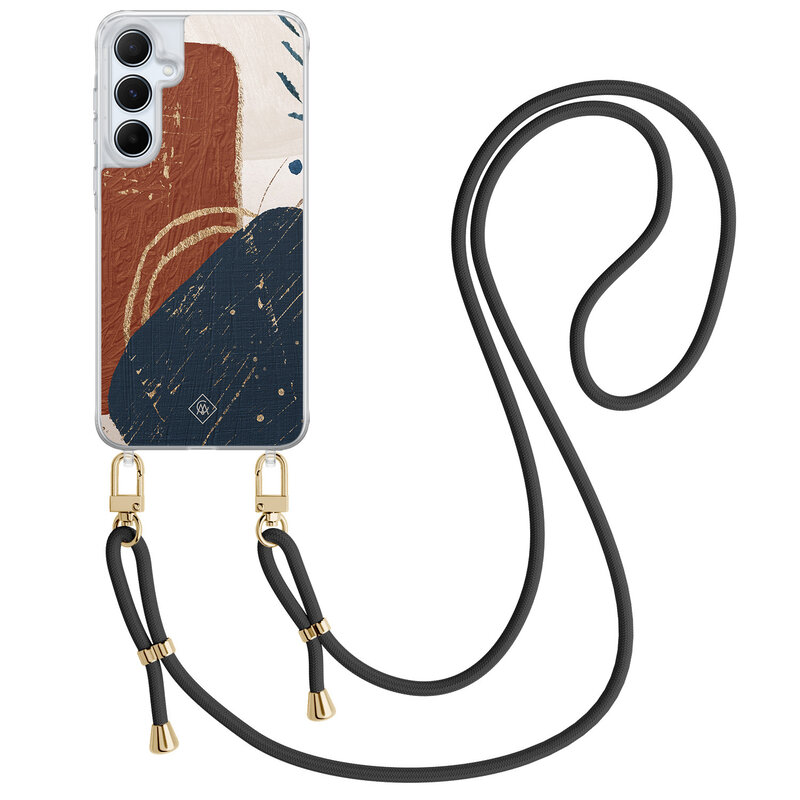Casimoda Samsung Galaxy A15 hoesje met zwart koord - Abstract terracotta