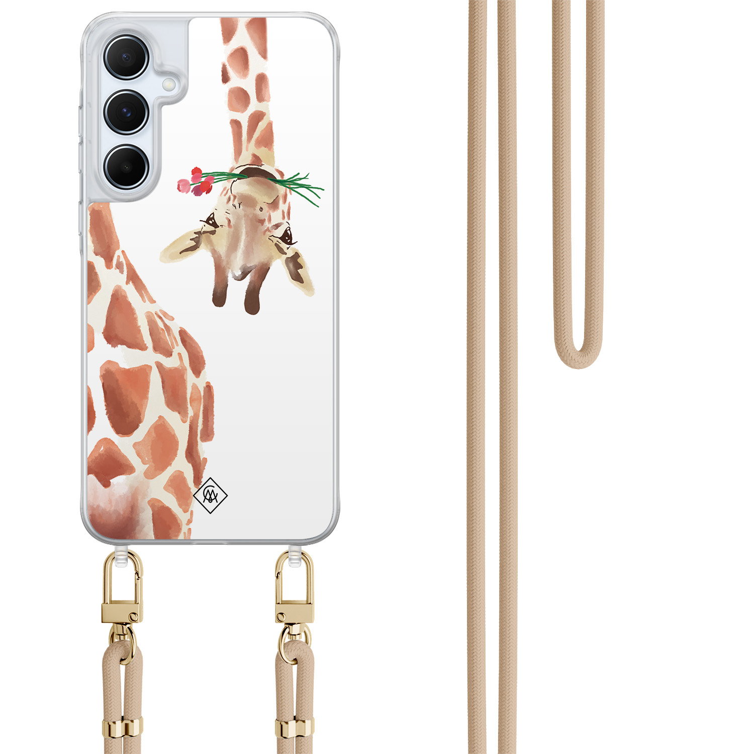 Samsung Galaxy A15 hoesje met beige koord - Giraffe