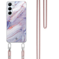 Casimoda Samsung Galaxy A15 hoesje met rosegoud koord - Marmer paars